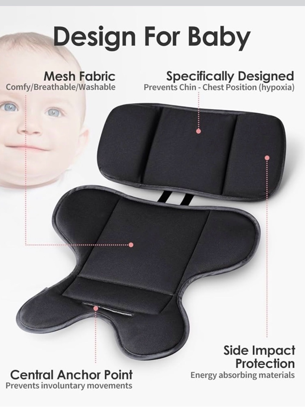 Baby Car Seat Stroller Cushion Black fit Doona, Chicco, Safety 1st, others